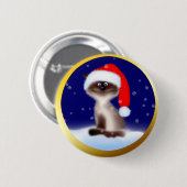 Badge Rond 5 Cm Cat à Santa Hat (Devant & derrière)