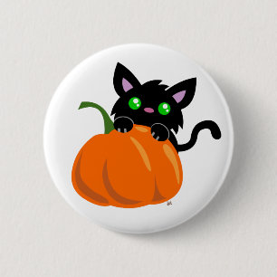 Badge Rond 5 Cm Cat and a Pumpkin Button