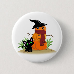 Badge Rond 5 Cm Cat and the Pumpkinman Button