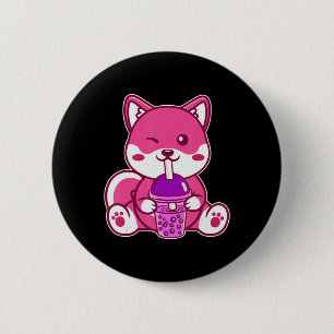 Badge Rond 5 Cm Cat Boba Cute Bubble Tea Anime Neko Kawaii