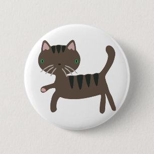 Badge Rond 5 Cm Cat Cartoon Funny Brown Stripes Pet