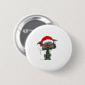 Badge Rond 5 Cm Cat Christmas Lights Bored Cat Santa Hat Funny Cat (Devant & derrière)