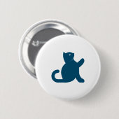 Badge Rond 5 Cm Cat dit bonjour (Devant & derrière)
