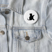 Badge Rond 5 Cm Cat dit bonjour (En situation)