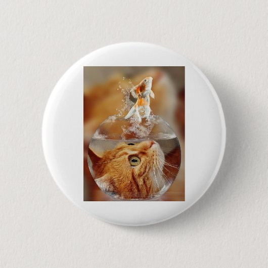 Badge Rond 5 Cm Cat Face Goldfish verre fermer les yeux (Devant)
