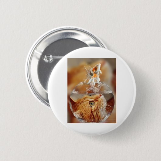 Badge Rond 5 Cm Cat Face Goldfish verre fermer les yeux (Devant & derrière)
