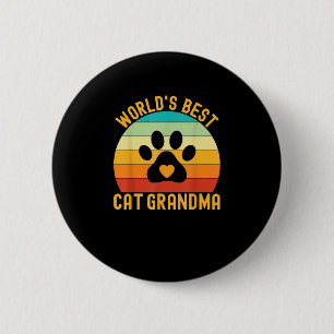 Badge Rond 5 Cm Cat Grandma Meilleur Rétro Vintage au monde