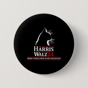 Badge Rond 5 Cm Cat Harris Walz 2024 Kamala Harris 2024 Tim Walz 2