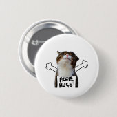 Badge Rond 5 Cm Cat holding Free Hugs Sign (Devant & derrière)