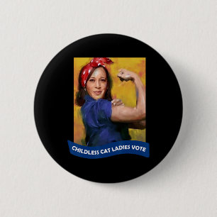 Badge Rond 5 Cm Cat Ladies Vote Kamala 2024 Rosie Le Riveter