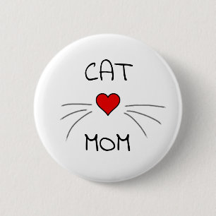 Badge Rond 5 Cm Cat Mom Heart and Whiskers