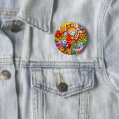 Badge Rond 5 Cm Cat Musical Band (En situation)
