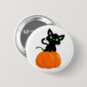 Badge Rond 5 Cm Cat on a Pumpkin Button (Devant & derrière)