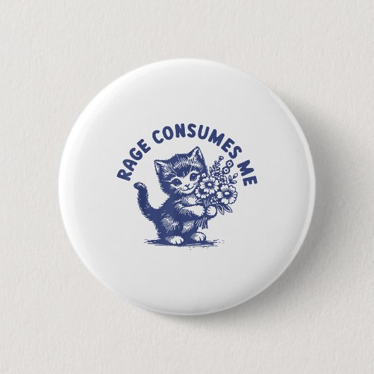 Badge Rond 5 Cm Cat Rage Me Consume (Devant)