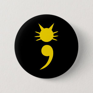 Badge Rond 5 Cm Cat Semicolon Mai Mois de sensibilisation à la san