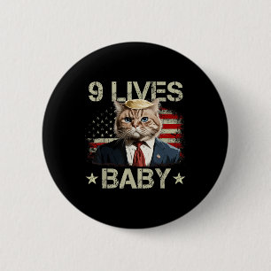 Badge Rond 5 Cm Cat Trump 9 Vies Bébé Funny Trump Cat 9 Vies