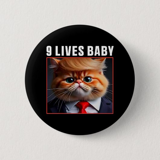 Badge Rond 5 Cm Cat Trump 9 Vit Ba Drôle Mème Trump (Devant)