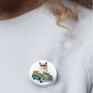 Badge Rond 5 Cm Cat utilisation enfants voiture minimaliste élégan
