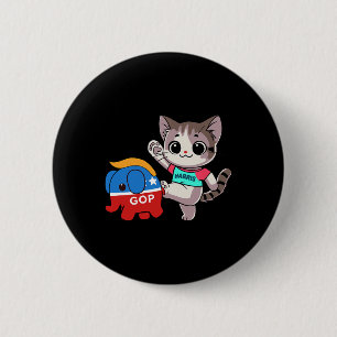 Badge Rond 5 Cm Cat Vs Gop Elephant - Kamala Harris - Anti Trump