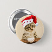 Badge Rond 5 Cm Cat with santa cap (Devant & derrière)
