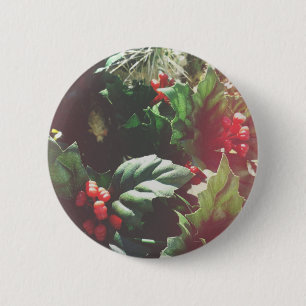 Badge Rond 5 Cm Catctus de Noël