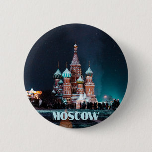 Badge Rond 5 Cm Cathédrale Saint-Basile de Moscou Russie