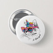 Badge Rond 5 Cm Caticorn | ainsi Meowgical (Devant & derrière)