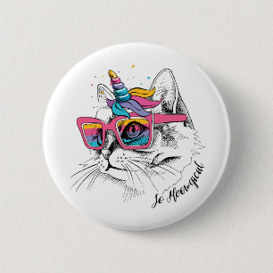 Badge Rond 5 Cm Caticorn   ainsi Meowgical