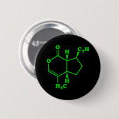 Badge Rond 5 Cm Catnip Nepetalactone Formule chimique moléculaire (Devant & derrière)