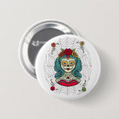 Badge Rond 5 Cm Catrina Día de Muertos Web (Devant & derrière)