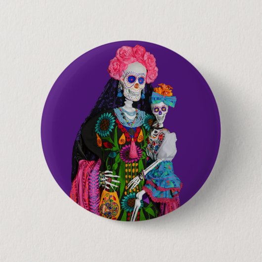 Badge Rond 5 Cm Catrina et la Journée de l'enfant du crâne de sucr (Devant)