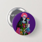 Badge Rond 5 Cm Catrina et la Journée de l'enfant du crâne de sucr (Devant & derrière)
