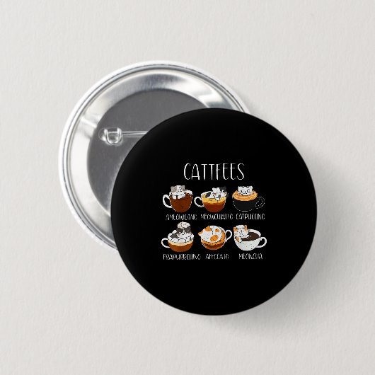 Badge Rond 5 Cm Cats &amp; Coffee Lover Funny Caffeine Quote Cattf (Devant & derrière)