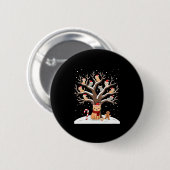Badge Rond 5 Cm Cats In Snow Tree Winter Christmas Santa Hat X-mas (Devant & derrière)