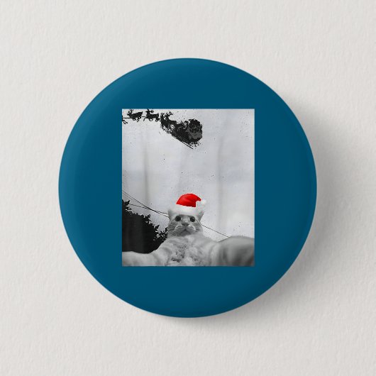 Badge Rond 5 Cm Cats Meme Funny Cat Selfie With Santa Hat Christma (Devant)