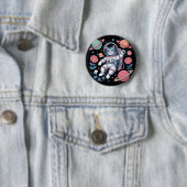 Badge Rond 5 Cm Catstronaut cosmique dans Neon Space Vaporwave (En situation)