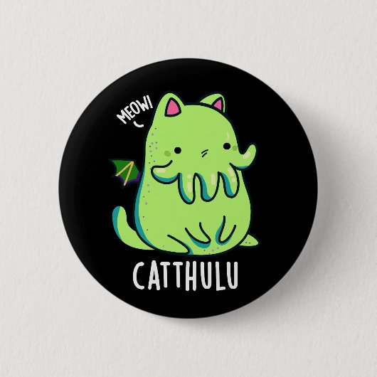 Badge Rond 5 Cm Catthulu Funny Cthulhu Cat Pun Dark BG (Devant)