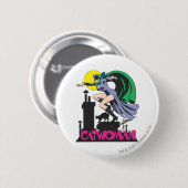Badge Rond 5 Cm Catwoman & Logo rose (Devant & derrière)