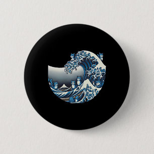 Badge Rond 5 Cm Catzilla chat art japonais cadeaux de chat drôles 