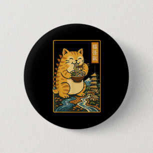 Badge Rond 5 Cm Catzilla drôle Anime Ramen Chat japonais Hommes Fe