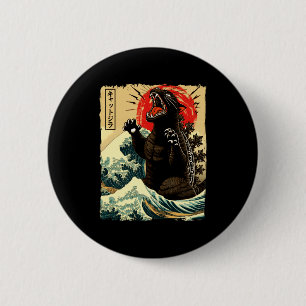 Badge Rond 5 Cm Catzilla drôle de style japonais