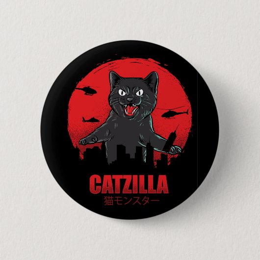 Badge Rond 5 Cm Catzilla Monster Chat Classic Round (Devant)
