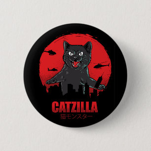 Badge Rond 5 Cm Catzilla Monster Chat Classic Round