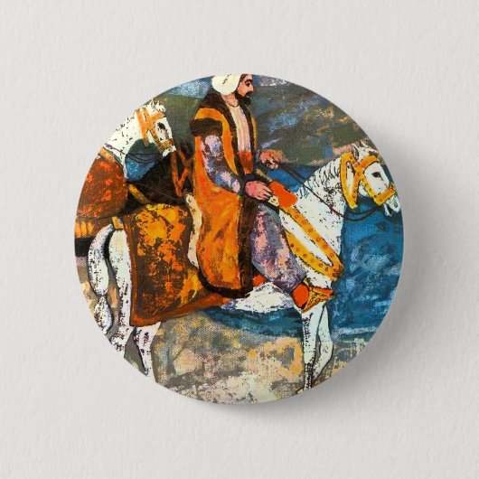 Badge Rond 5 Cm Cavalier arabe (Devant)