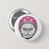 Badge Rond 5 Cm Cavalier de moto de chat persan (Devant & derrière)