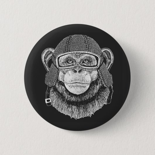 Badge Rond 5 Cm Cavalier de moto de chimpanzé (Devant)