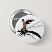 Badge Rond 5 Cm Cavalier féerique de libellule (Devant & derrière)