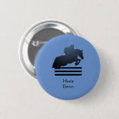 Badge Rond 5 Cm Cavalier franchissant un obstacle. (Devant & derrière)