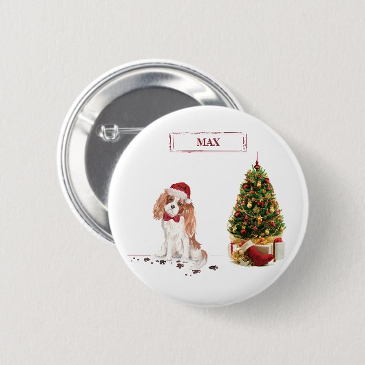 Badge Rond 5 Cm Cavalier King Charles Spaniel Funny Christmas Chie (Devant & derrière)