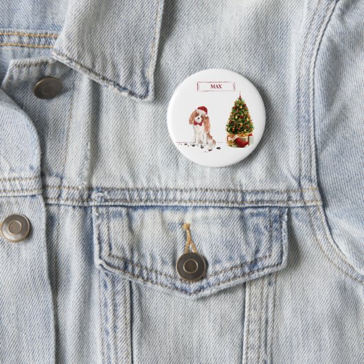Badge Rond 5 Cm Cavalier King Charles Spaniel Funny Christmas Chie (En situation)